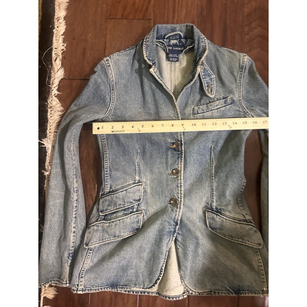 Vintage Ralph Lauren Y2K Blue Label Denim Jacket 2 Corset Fit neck piece - Picture 11 of 14